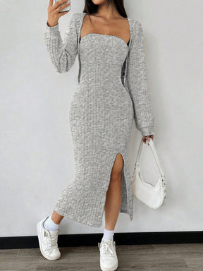 Rollya Bodycon Dress with Front Opening