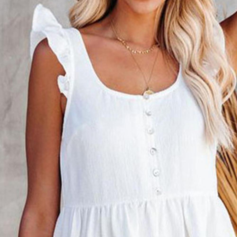 Apollo Women's Dress Solid Color Short Sleeve High Waist