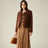 Women's Double-Sided Wool Coat with Buckle Lapel