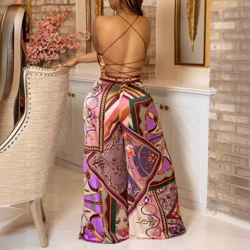Women's Slim Social Printed Jumpsuit