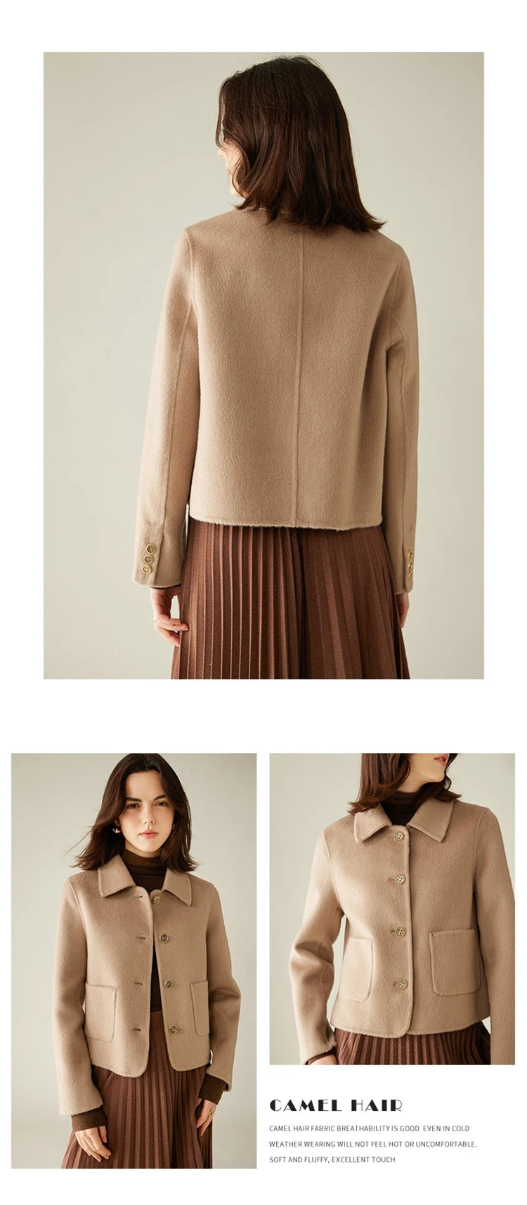 Women's Double-Sided Wool Coat with Buckle Lapel