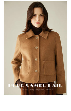 Women's Double-Sided Wool Coat with Buckle Lapel
