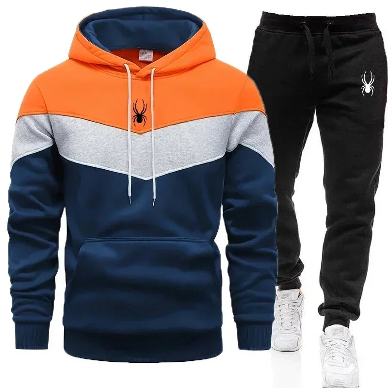 Men's Tricolor Patwork Sweatshirt Set