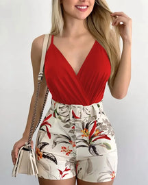 Women's Floral Two-Piece Monkey Set