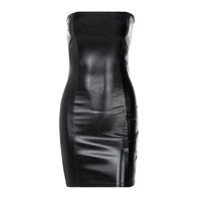 Leather Midi Sexy Bodycon Dress