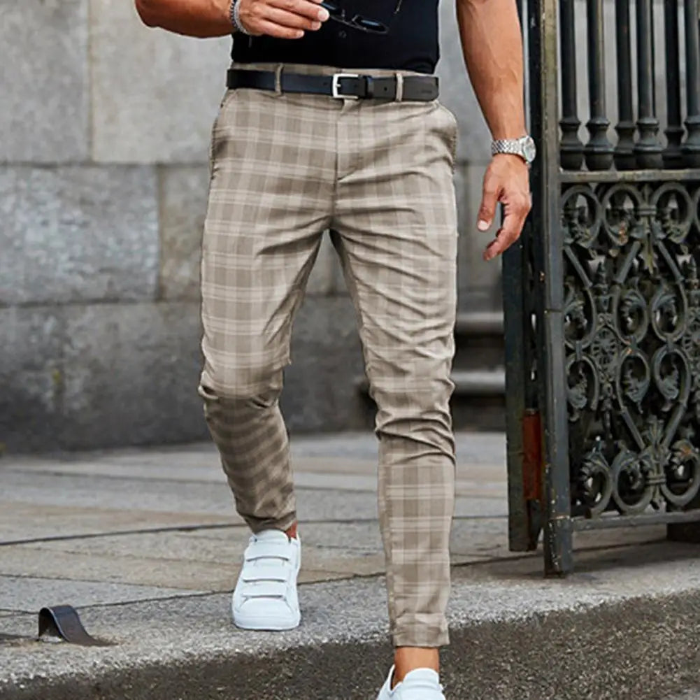 Men's Plaid Pants with Casual Checkered Print
