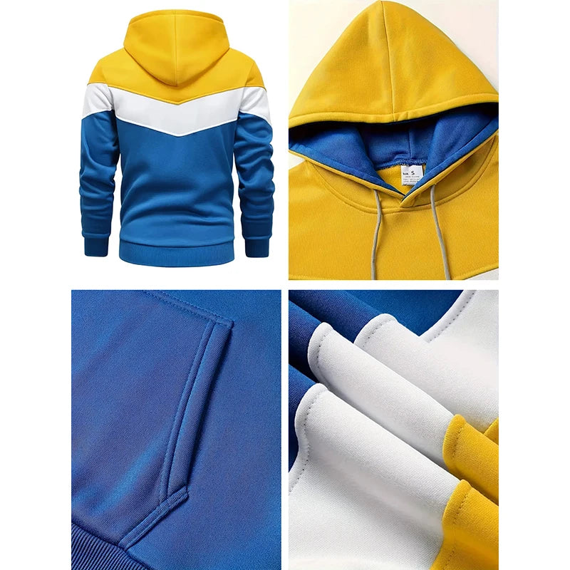 Men's Tricolor Patwork Sweatshirt Set
