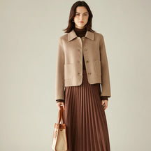 Women's Double-Sided Wool Coat with Buckle Lapel