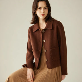 Women's Double-Sided Wool Coat with Buckle Lapel