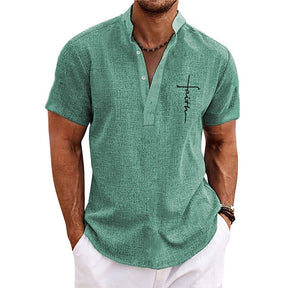 Casual Faith Letter Print Henley Oversized T-Shirt