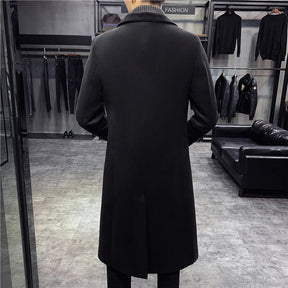 Men's British Slim Fit Trench Wool Coat