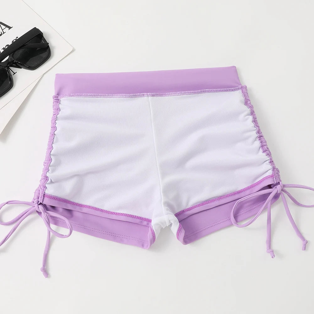 Elegant Women's Swimsuit Set with Cropped Top and High Waist Shorts