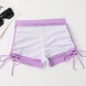 Elegant Women's Swimsuit Set with Cropped Top and High Waist Shorts