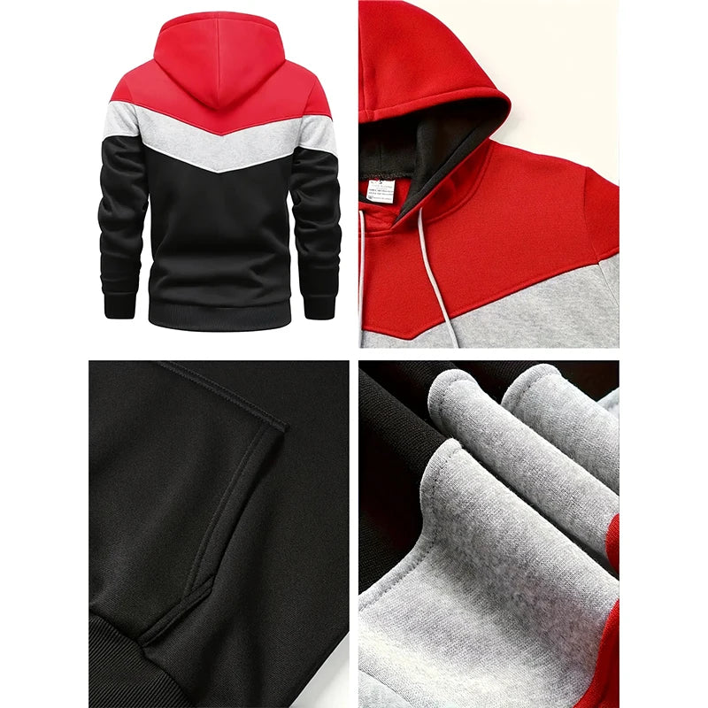 Men's Tricolor Patwork Sweatshirt Set