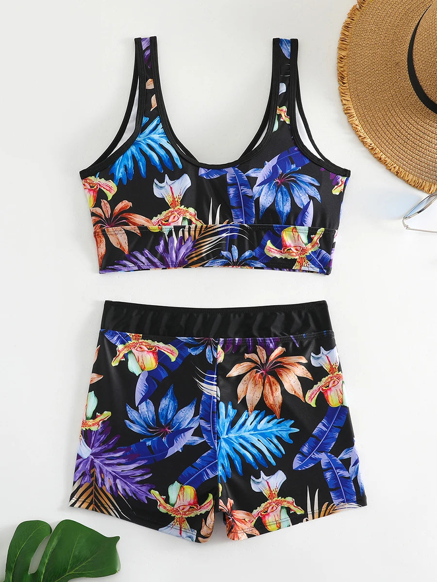 Conjunto de praia tankini halter