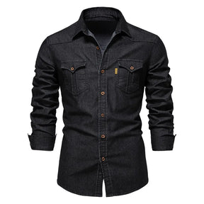 Slim Fit Stretch Long Sleeve Denim Shirt