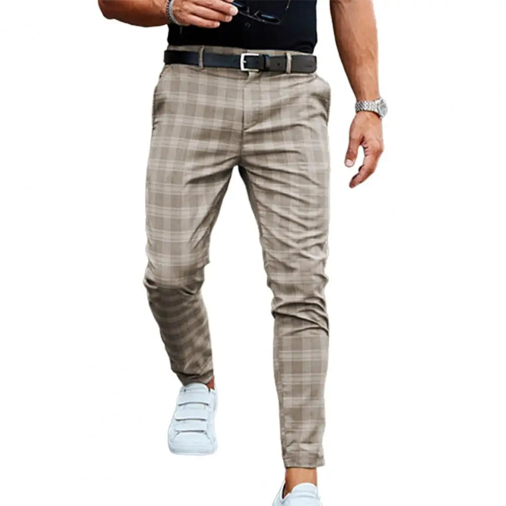 Men's Plaid Pants with Casual Checkered Print